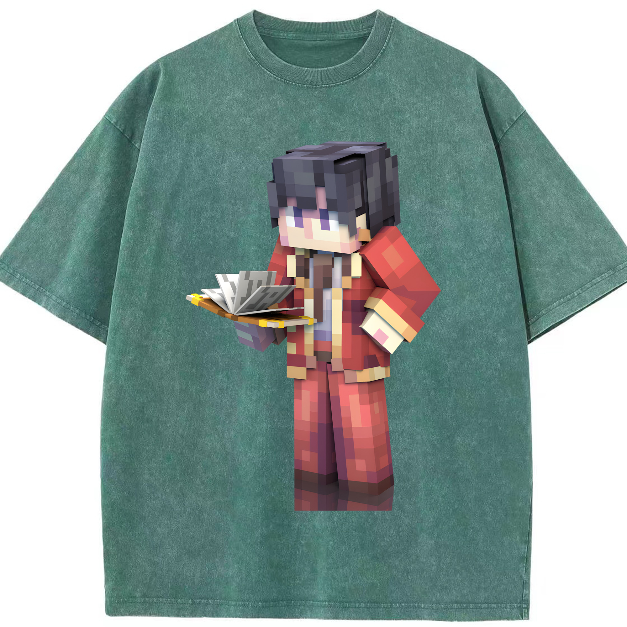 （画像用） マインクラフト ブロックの世界 Minecraft MC Block world 綿100% ヴィンテージ風 半袖Tシャツ（フロントプリント）